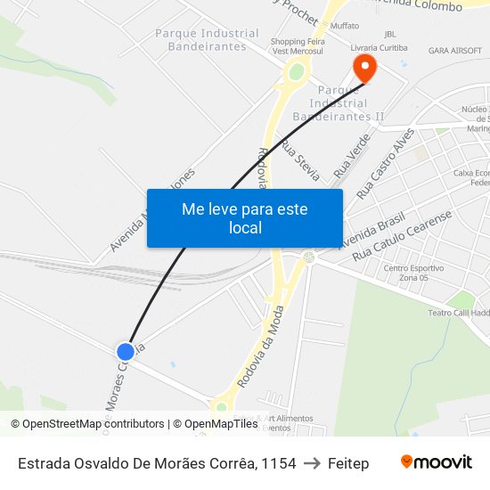 Estrada Osvaldo De Morães Corrêa, 1154 to Feitep map