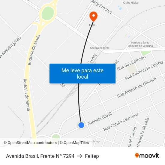 Avenida Brasil, Frente  Nº 7294 to Feitep map