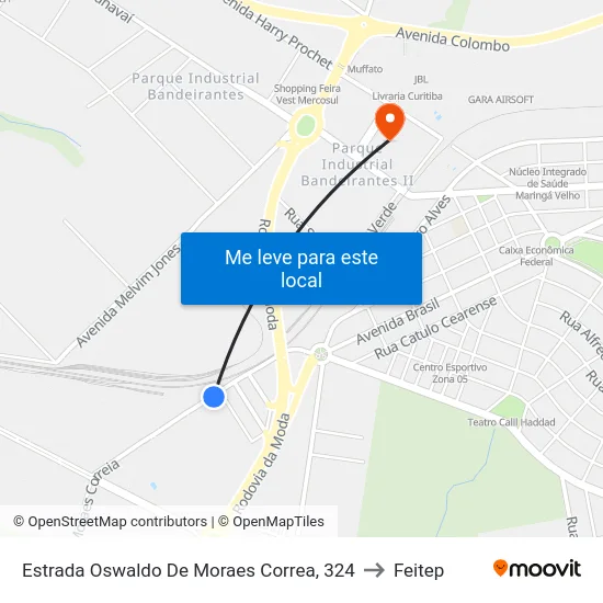 Estrada Oswaldo De Moraes Correa, 324 to Feitep map