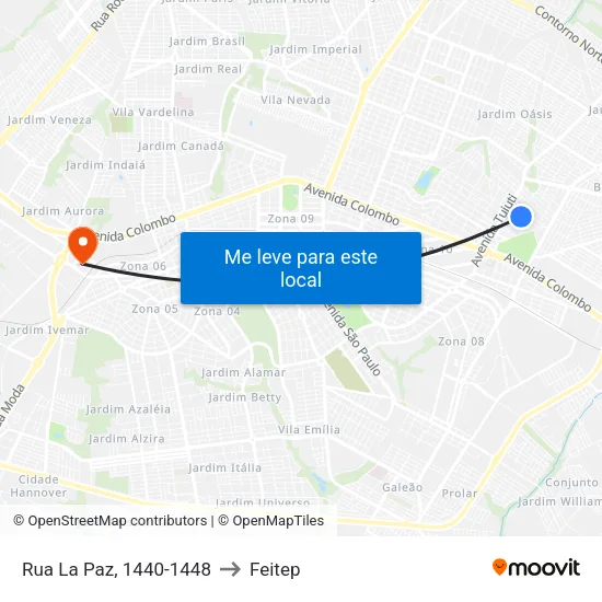 Rua La Paz, 1440-1448 to Feitep map