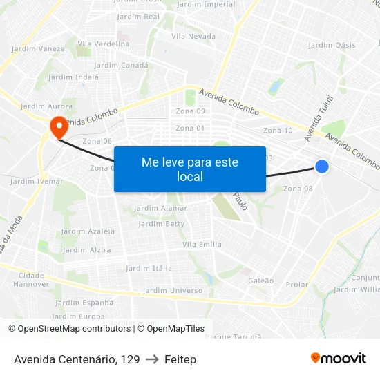 Avenida Centenário, 129 to Feitep map