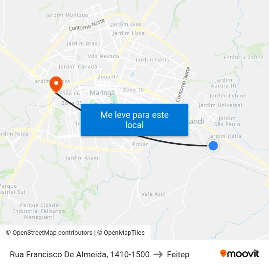 Rua Francisco De Almeida, 1410-1500 to Feitep map