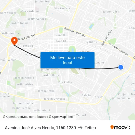 Avenida José Alves Nendo, 1160-1230 to Feitep map