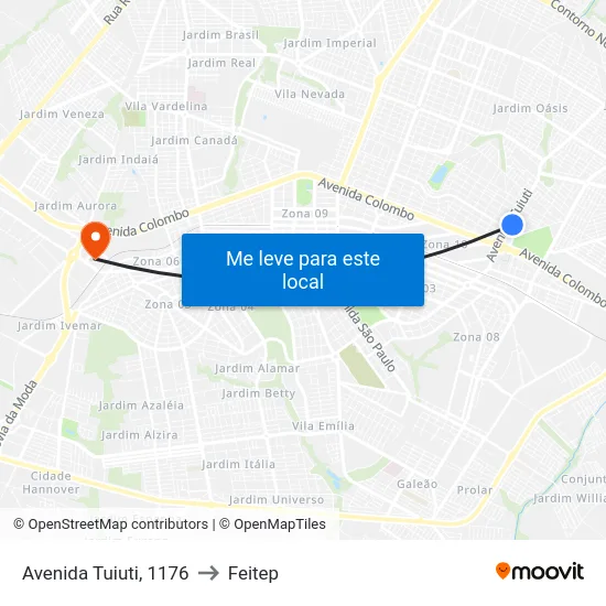 Avenida Tuiuti, 1176 to Feitep map