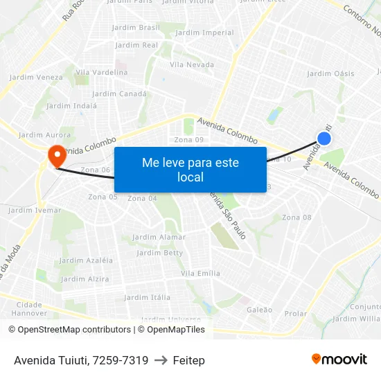 Avenida Tuiuti, 7259-7319 to Feitep map