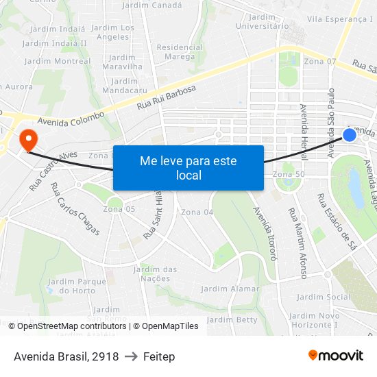 Avenida Brasil, 2918 to Feitep map