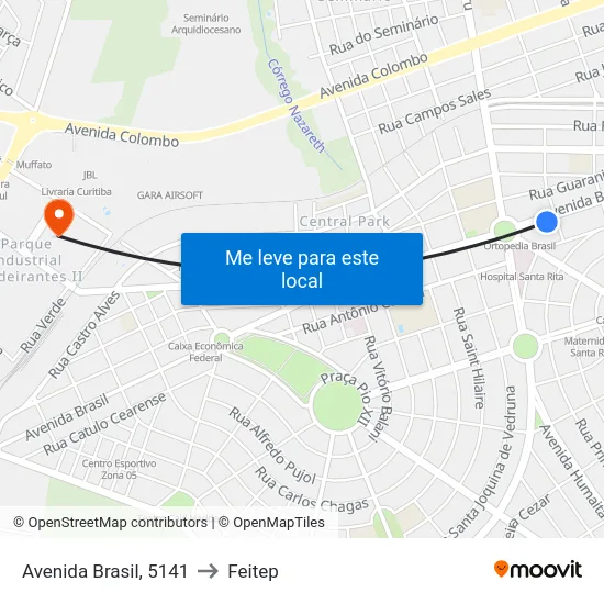 Avenida Brasil, 5141 to Feitep map