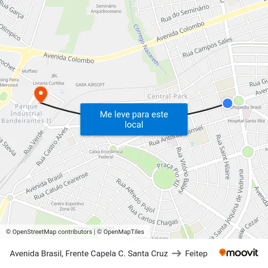 Avenida Brasil, Frente  Capela C. Santa Cruz to Feitep map