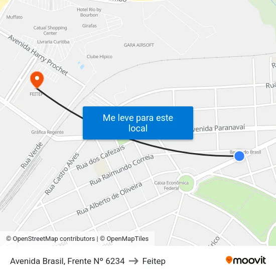 Avenida Brasil, Frente  Nº 6234 to Feitep map
