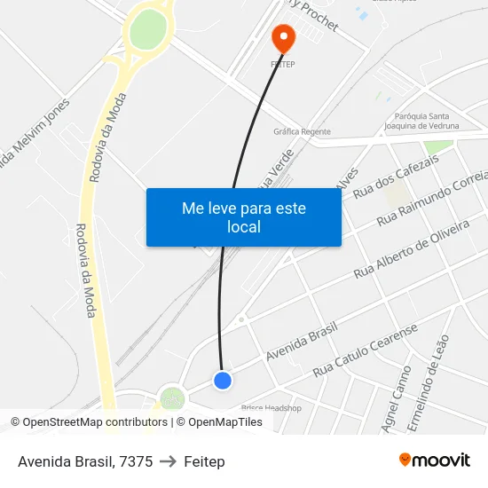 Avenida Brasil, 7375 to Feitep map