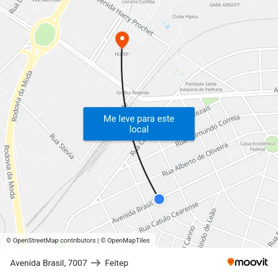 Avenida Brasil, 7007 to Feitep map