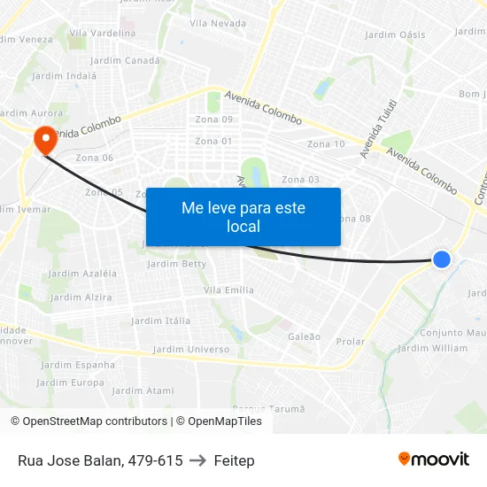 Rua Jose Balan, 479-615 to Feitep map