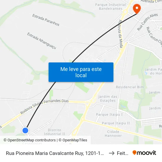 Rua Pioneira Maria Cavalcante Ruy, 1201-1257 to Feitep map