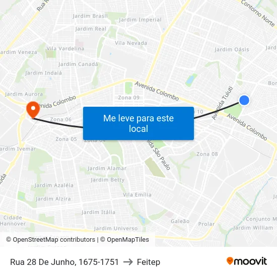 Rua 28 De Junho, 1675-1751 to Feitep map
