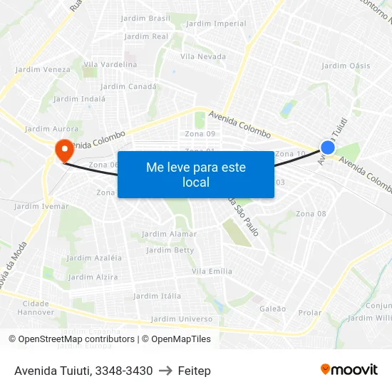 Avenida Tuiuti, 3348-3430 to Feitep map