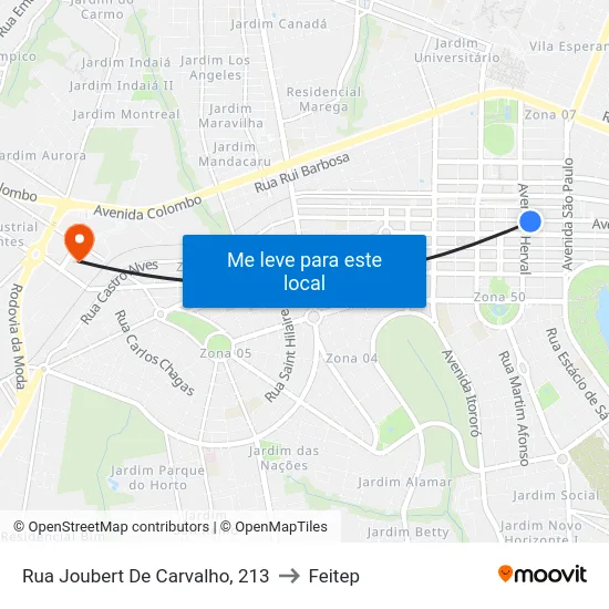 Rua Joubert De Carvalho, 213 to Feitep map