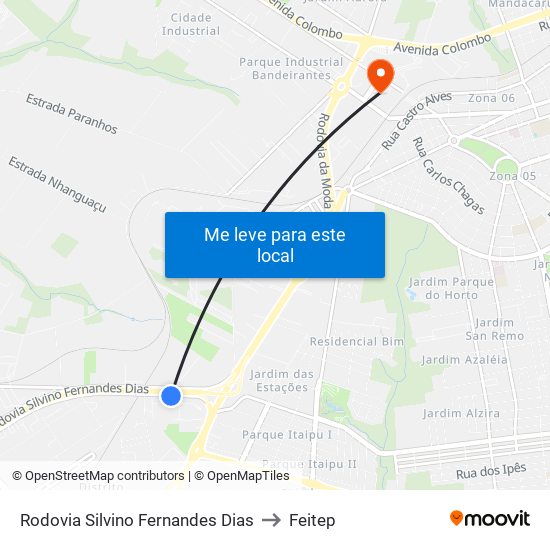 Rodovia Silvino Fernandes Dias to Feitep map