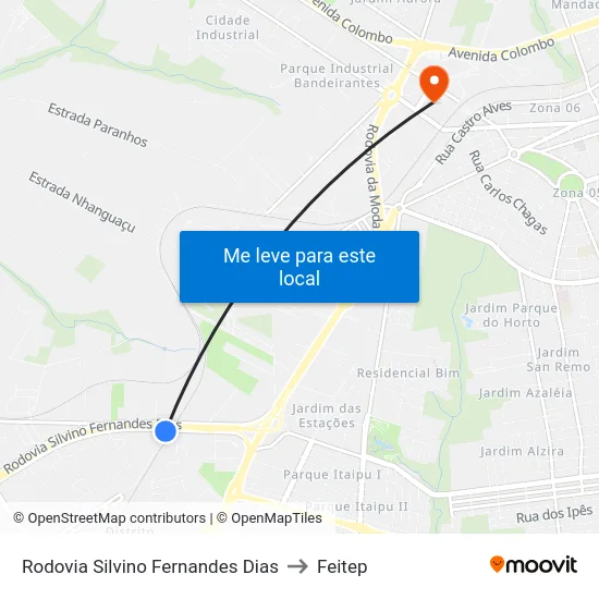 Rodovia Silvino Fernandes Dias to Feitep map