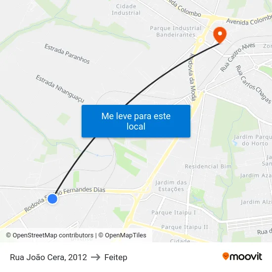 Rua João Cera, 2012 to Feitep map