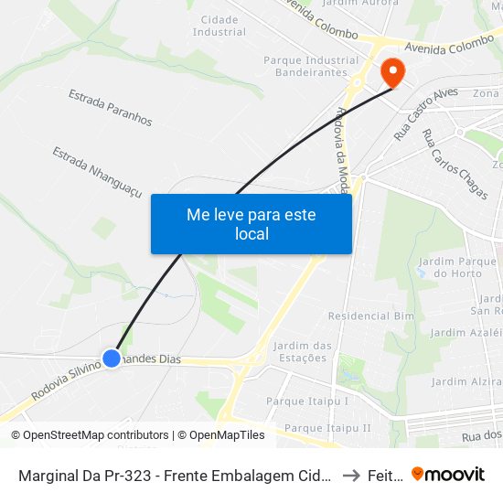 Marginal Da Pr-323 - Frente Embalagem Cidade Verde to Feitep map