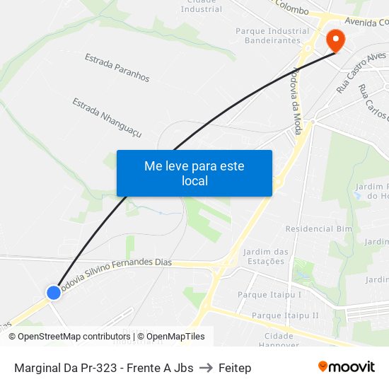 Marginal Da Pr-323 - Frente A Jbs to Feitep map