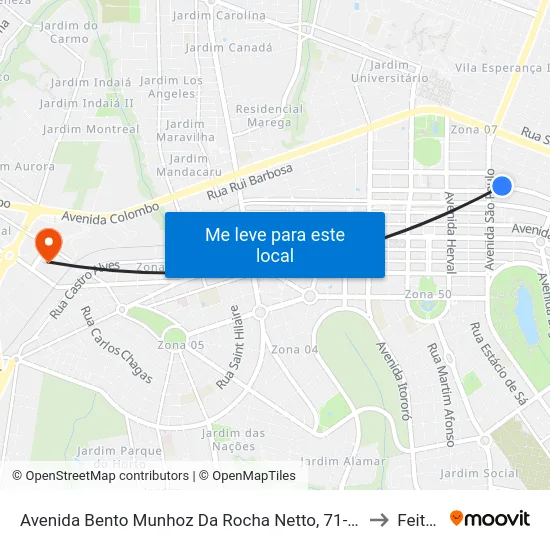 Avenida Bento Munhoz Da Rocha Netto, 71-119 to Feitep map