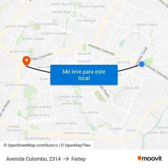 Avenida Colombo, 2314 to Feitep map