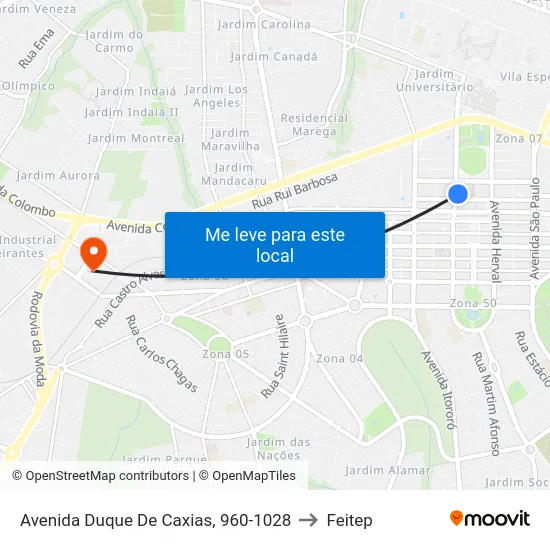 Avenida Duque De Caxias, 960-1028 to Feitep map