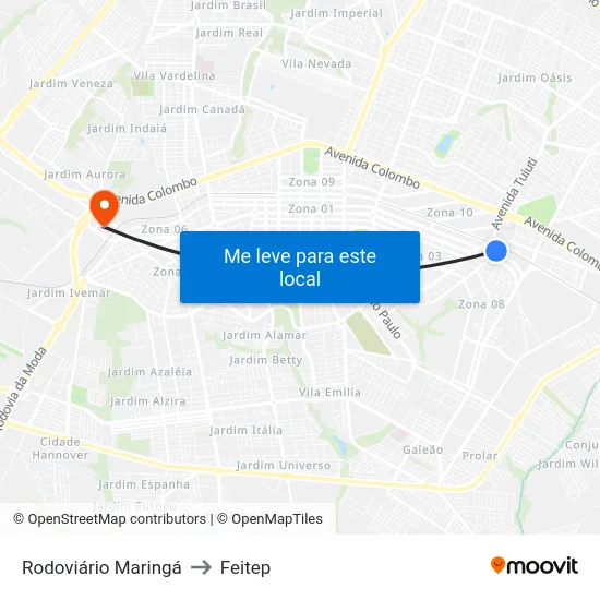 Rodoviário Maringá to Feitep map