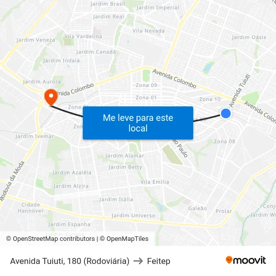 Avenida Tuiuti, 180  (Rodoviária) to Feitep map