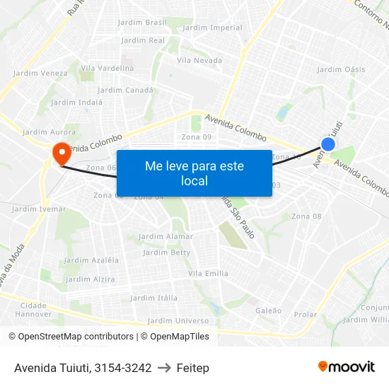 Avenida Tuiuti, 3154-3242 to Feitep map