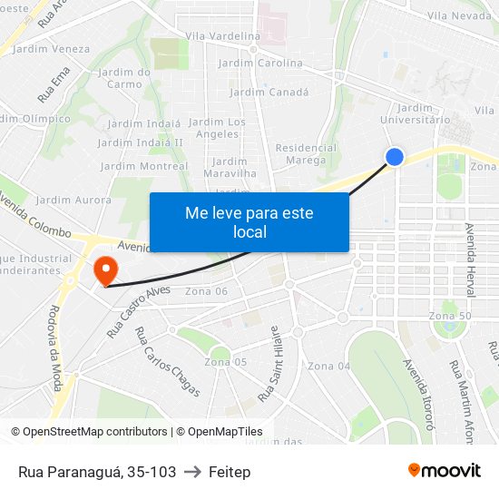 Rua Paranaguá, 35-103 to Feitep map
