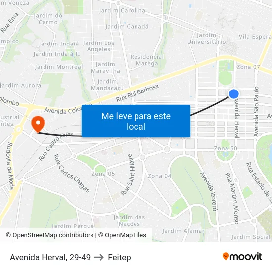 Avenida Herval, 29-49 to Feitep map