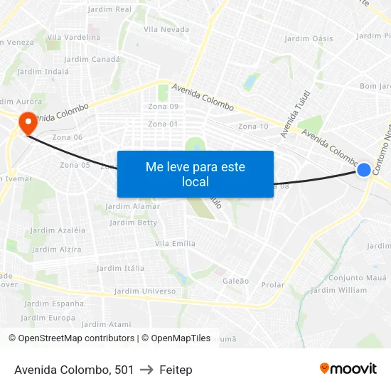 Avenida Colombo, 501 to Feitep map