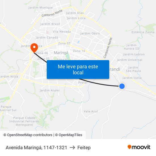 Avenida Maringá, 1147-1321 to Feitep map