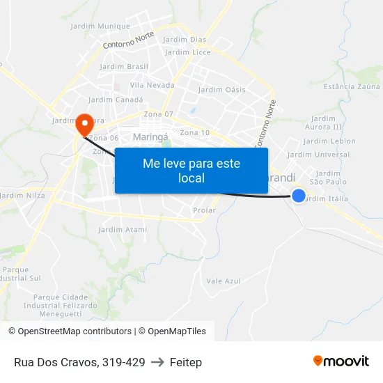 Rua Dos Cravos, 319-429 to Feitep map