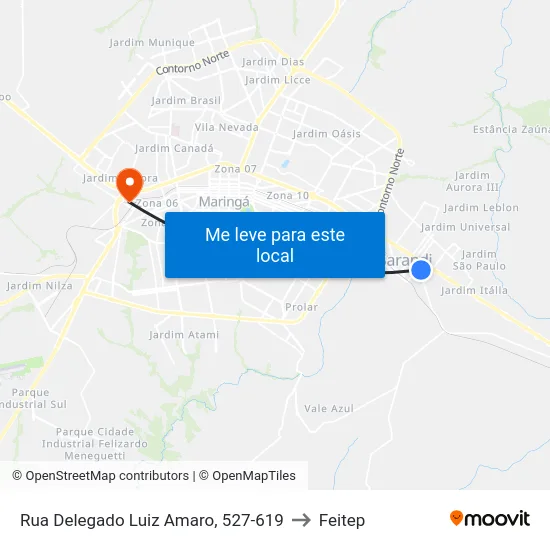 Rua Delegado Luiz Amaro, 527-619 to Feitep map