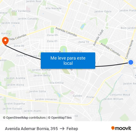 Avenida Ademar Bornia, 395 to Feitep map