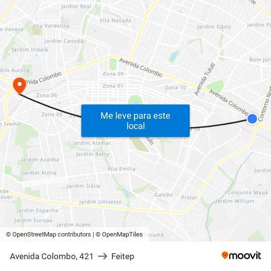 Avenida Colombo, 421 to Feitep map