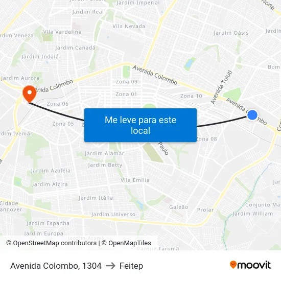 Avenida Colombo, 1304 to Feitep map