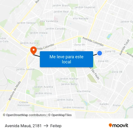 Avenida Mauá, 2181 to Feitep map