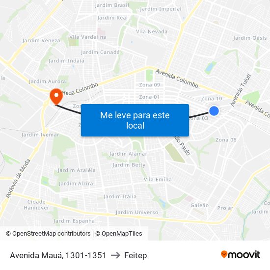 Avenida Mauá, 1301-1351 to Feitep map