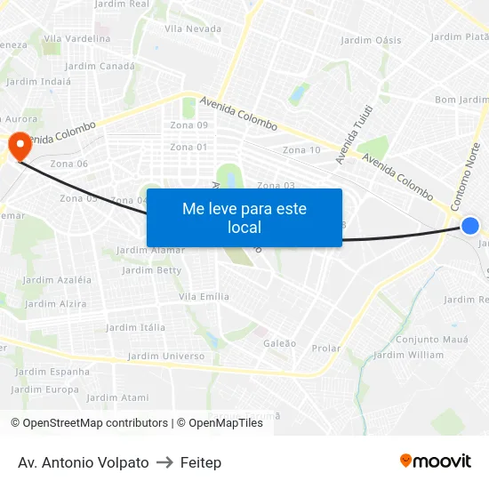 Av. Antonio Volpato to Feitep map