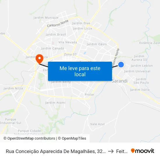 Rua Conceição Aparecida De Magalhães, 320-366 to Feitep map