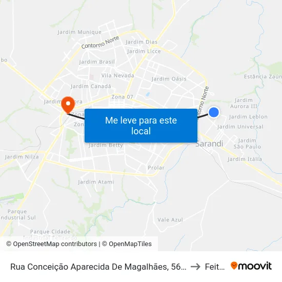 Rua Conceição Aparecida De Magalhães, 566-586 to Feitep map