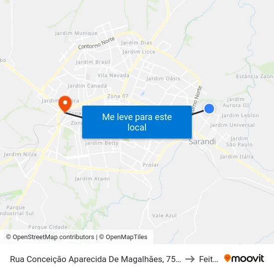 Rua Conceição Aparecida De Magalhães, 752-802 to Feitep map