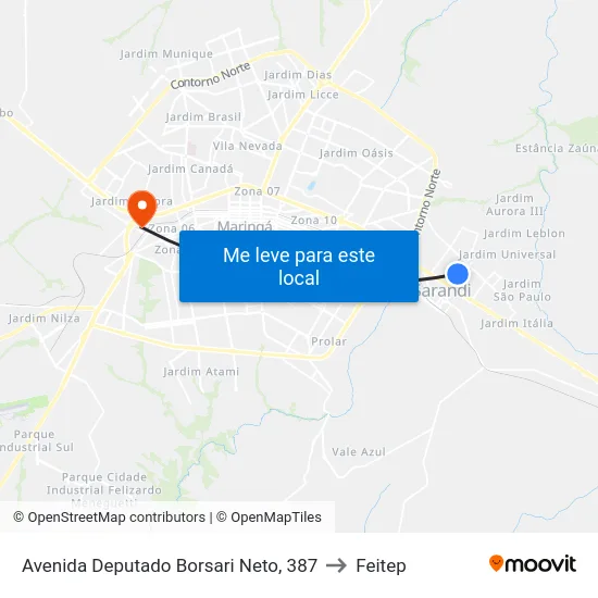 Avenida Deputado Borsari Neto, 387 to Feitep map