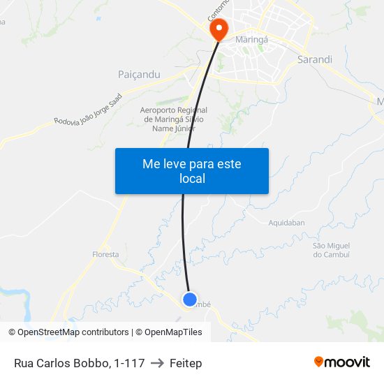 Rua Carlos Bobbo, 1-117 to Feitep map