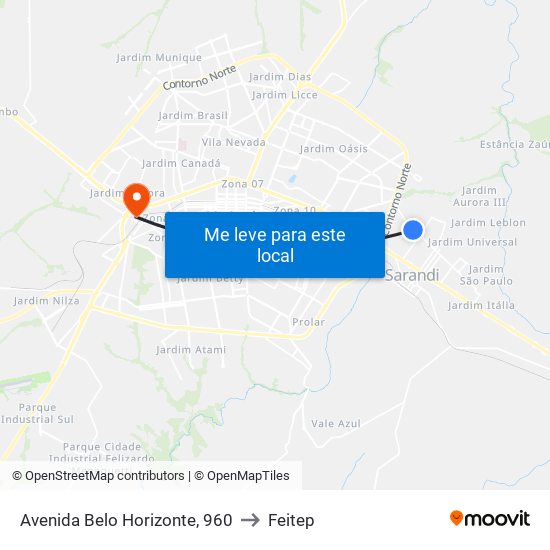 Avenida Belo Horizonte, 960 to Feitep map