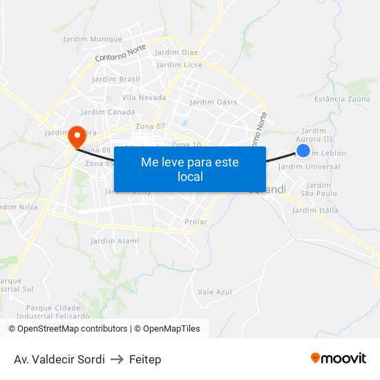 Av. Valdecir Sordi to Feitep map